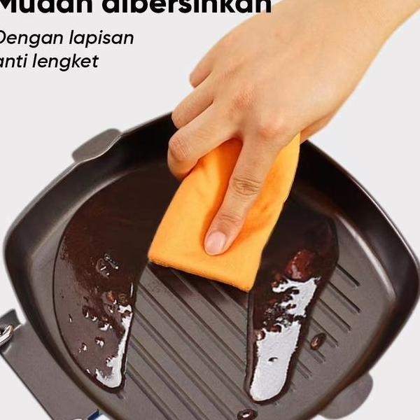 Yk Desn Ha6028 Square Grill Pan Wajan Panggang Simple Anti Lengket Square Grill Pan 26Cm