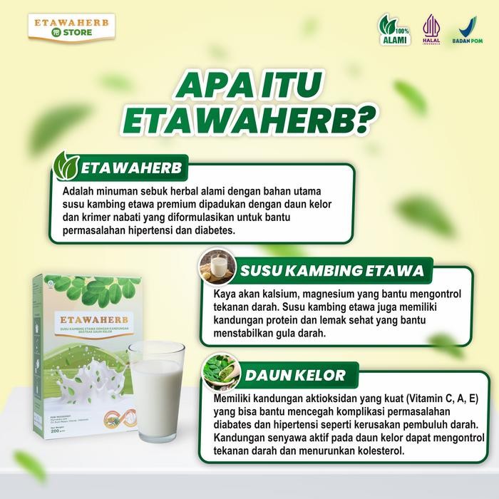 

New Susu Etawaherb 200 Gram 1 Box Susu Kambing Etawa Asli Original dengan Ekstra Daun Kelor Bantu