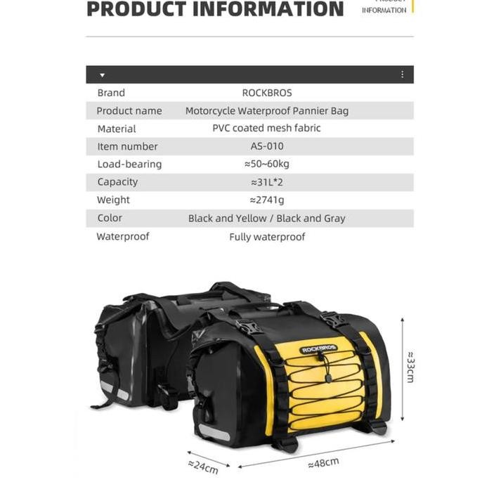 Rci Rockbros AS-010 Tas Touring Sepeda Motor Saddle Touring Seat Bag Motorcycle