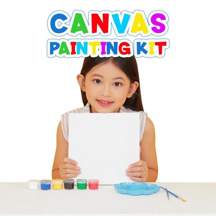 

Kanvas Lukis Anak Paket Lengkap Set Melukis Canvas Cat Kuas Palet+Box