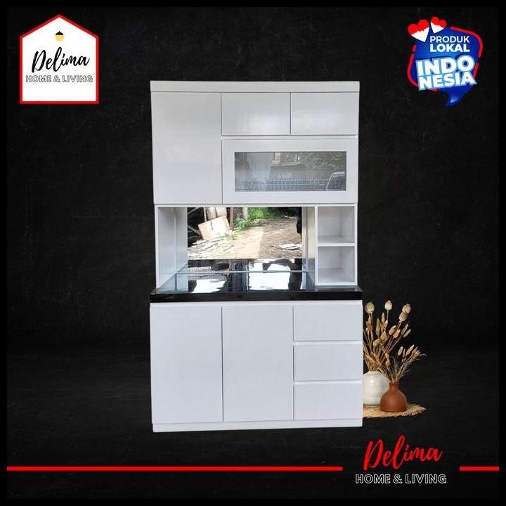 Terlaris Lemari Sayur 3 Pintu New Meja Hitam Hpl Duco/Kitchen Set/Lemari Dapur/Rak Sayur Minimalis/N