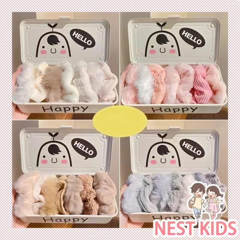 Nest Kids SET IKAT RAMBUT SCRUNCHIE CEPOL / KUNCIRAN RAMBUT SCRUNCHIE BULU SET/ 1 SET ISI 7PCS SCRUN