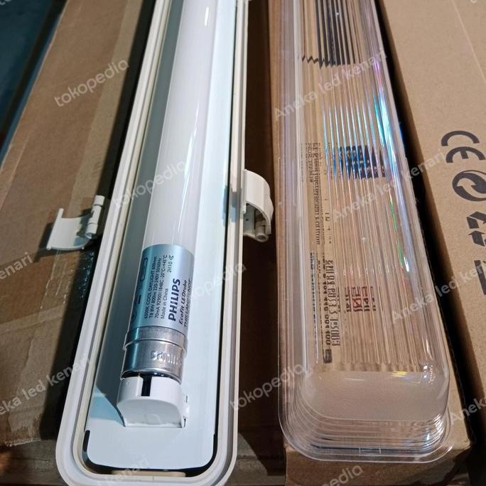kap waterproof 1x18 set led 8W 8 Watt Philips Komplit / Rumah lampu tl