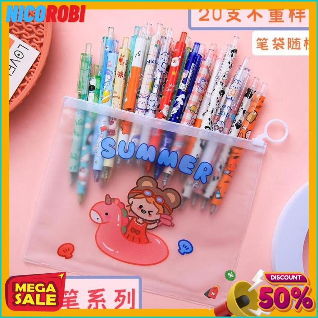 

Alat Tulis Set/Pena Set (Isi 20 Pcs) Dengan Banyak Karakter Model Tekan (Free Pouch) Flash Sale! Diskon Hingga 70%