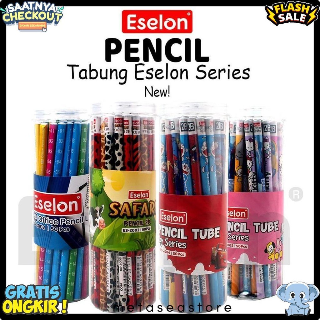 

50Pcs Pensil Karakter Eselon / 1 Tabung Pensil 2B Karakter Diskon