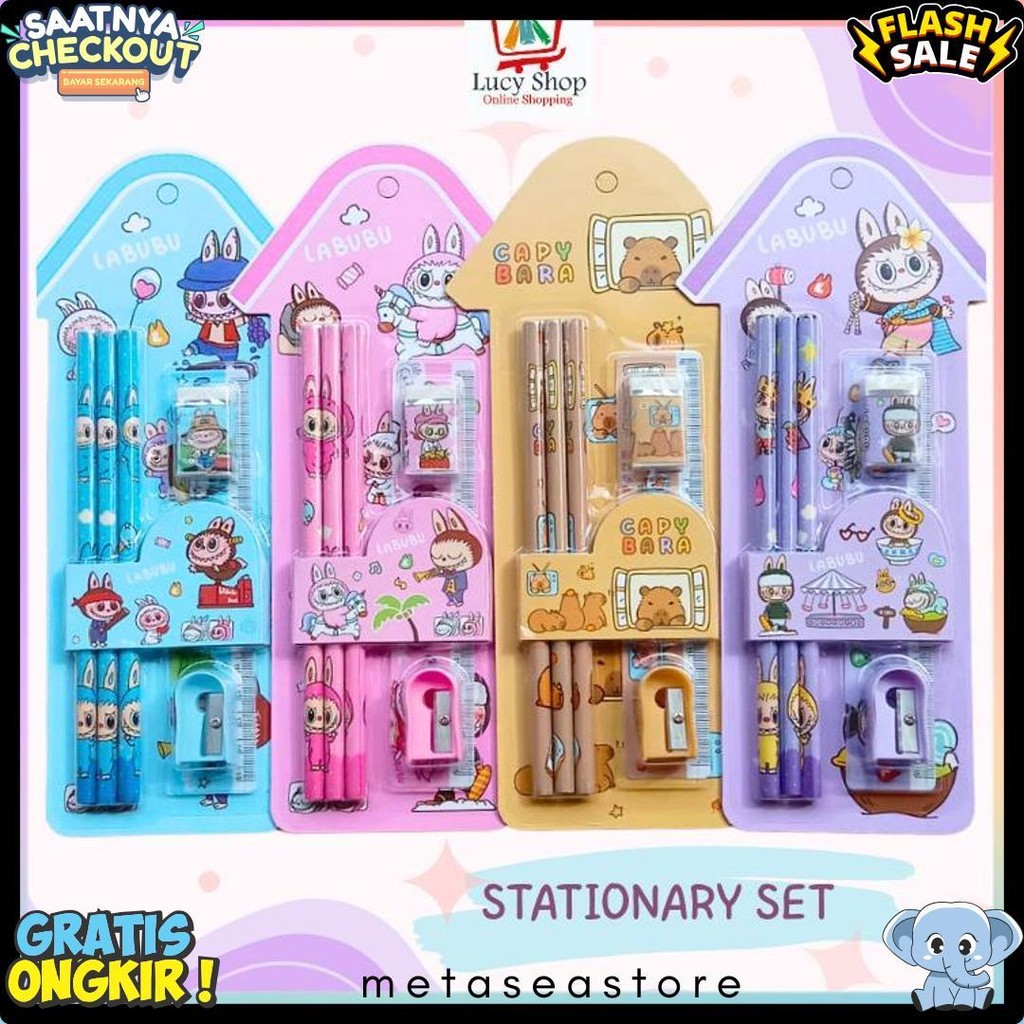 

Set Alat Tulis Anak 6 In 1 Motif Labubu Capybara Stationary Mini Perlengkapan Sekolah Lucu Flash Sale! Diskon Hingga 70%
