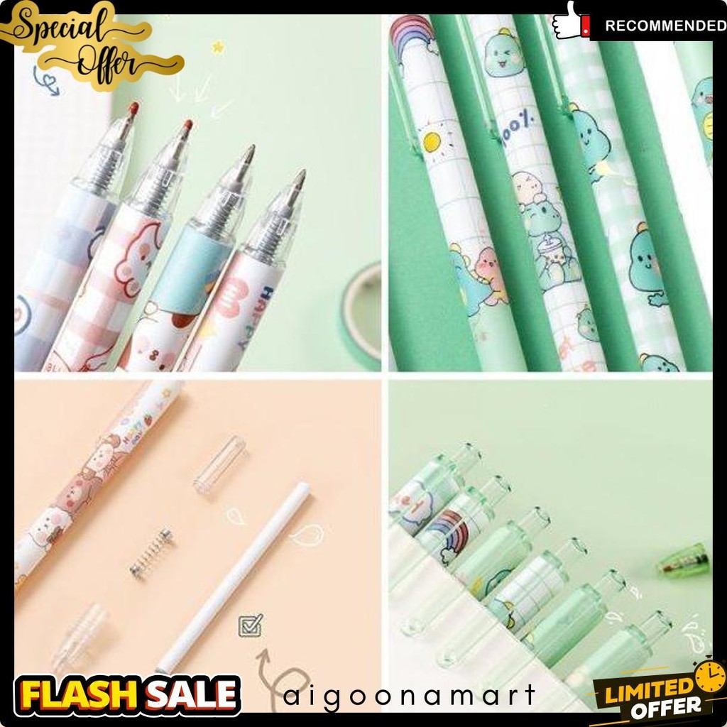 

1 Pak Berisi 6 Pulpen Gel Kartun/Pena Gel Mekanik Pola Lucu Diskon