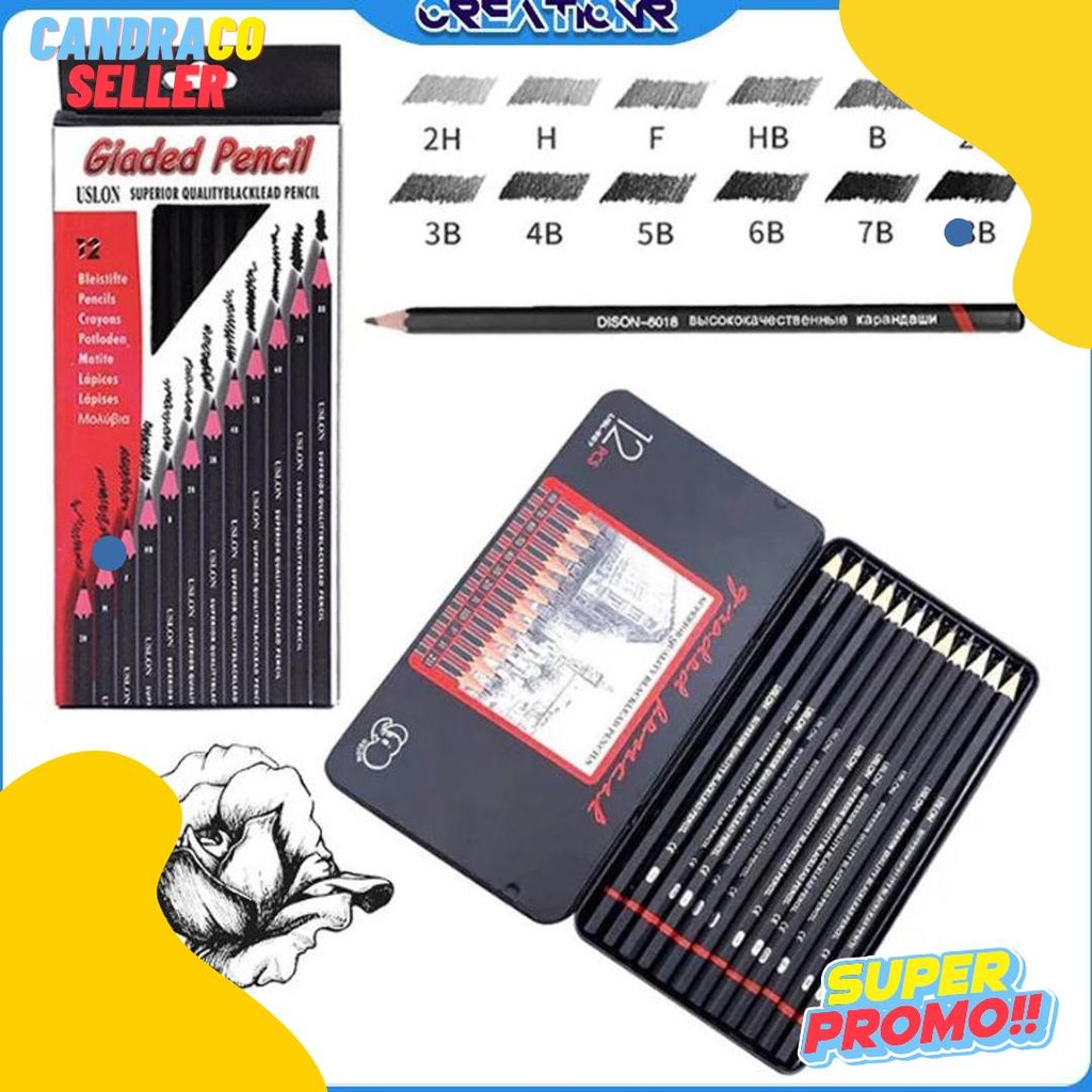 

12Pcs 2H-8B-Pensil Sketsa/Pensil Sketsa 1 Set/Pensil Menggambar/Set Pensil Sketsa/Pensil Khusus Menggambar Diskon Setengah Harga