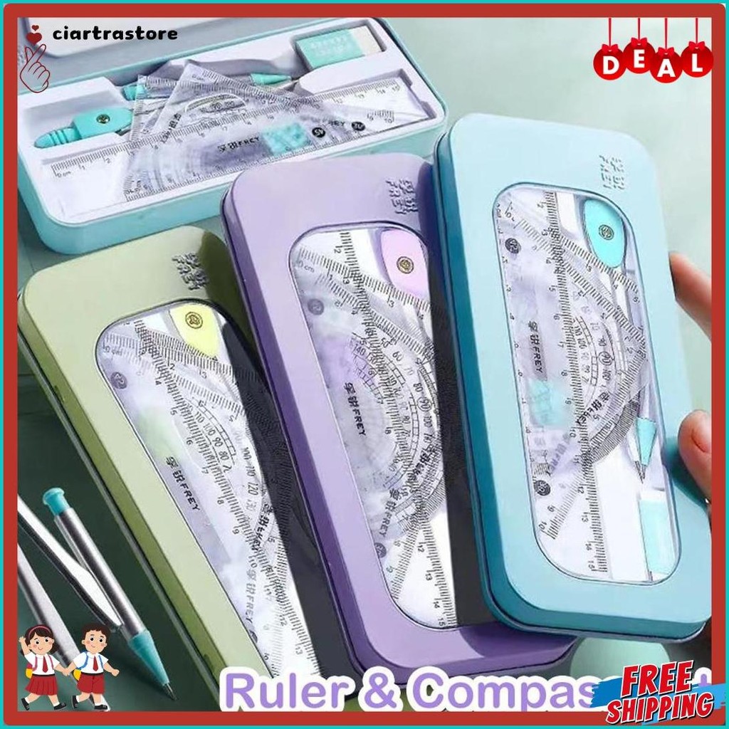 

[Dotding] 7Pcs Kompas Set Matematika + Kotak Pensil Logam Tahan Lama - Alat Tulis Sekolah & Kantor Bonus Penggaris & Penghapus/7 Pcs/Set Geometry Compasses Ruler Protractor Cute Drawing Math Study Tool School Stationery H261 Flash Sale! Diskon Hingga 70%