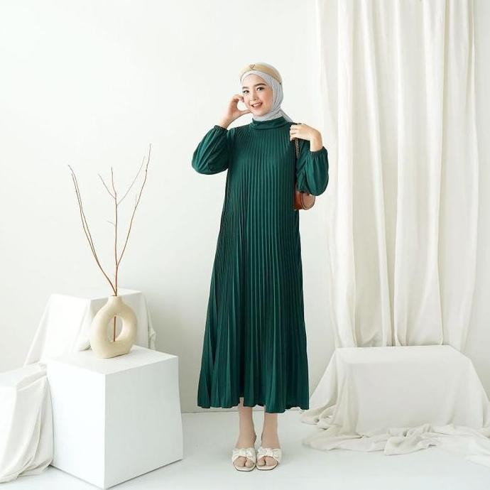 Dress Plisket Lengan Panjang / Gamis Plisket Panjang 130cm / Payung / Maxy Dress Pleats / Gamis Plis