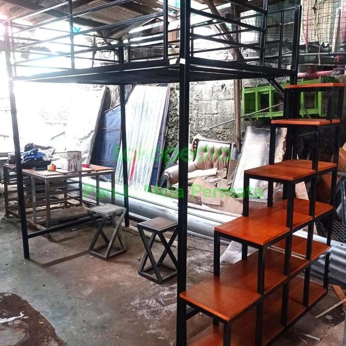 >>>>>] Ranjang Besi Tingkat Custom Rak Papan Plitur