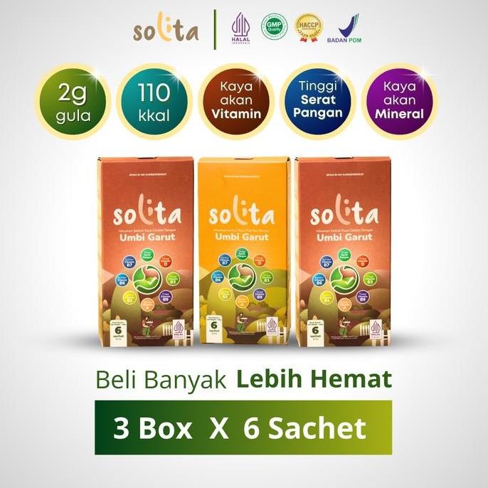

SOLITA Minuman Serbuk Asam Lambung 3 Box Bundle 6 Sachet - Varian Cokelat & Thai Tea Termurah