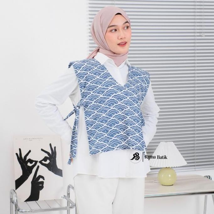 Vest Batik Wanita Rompi Batik Atasan Wanita Outer Batik Modern Vest