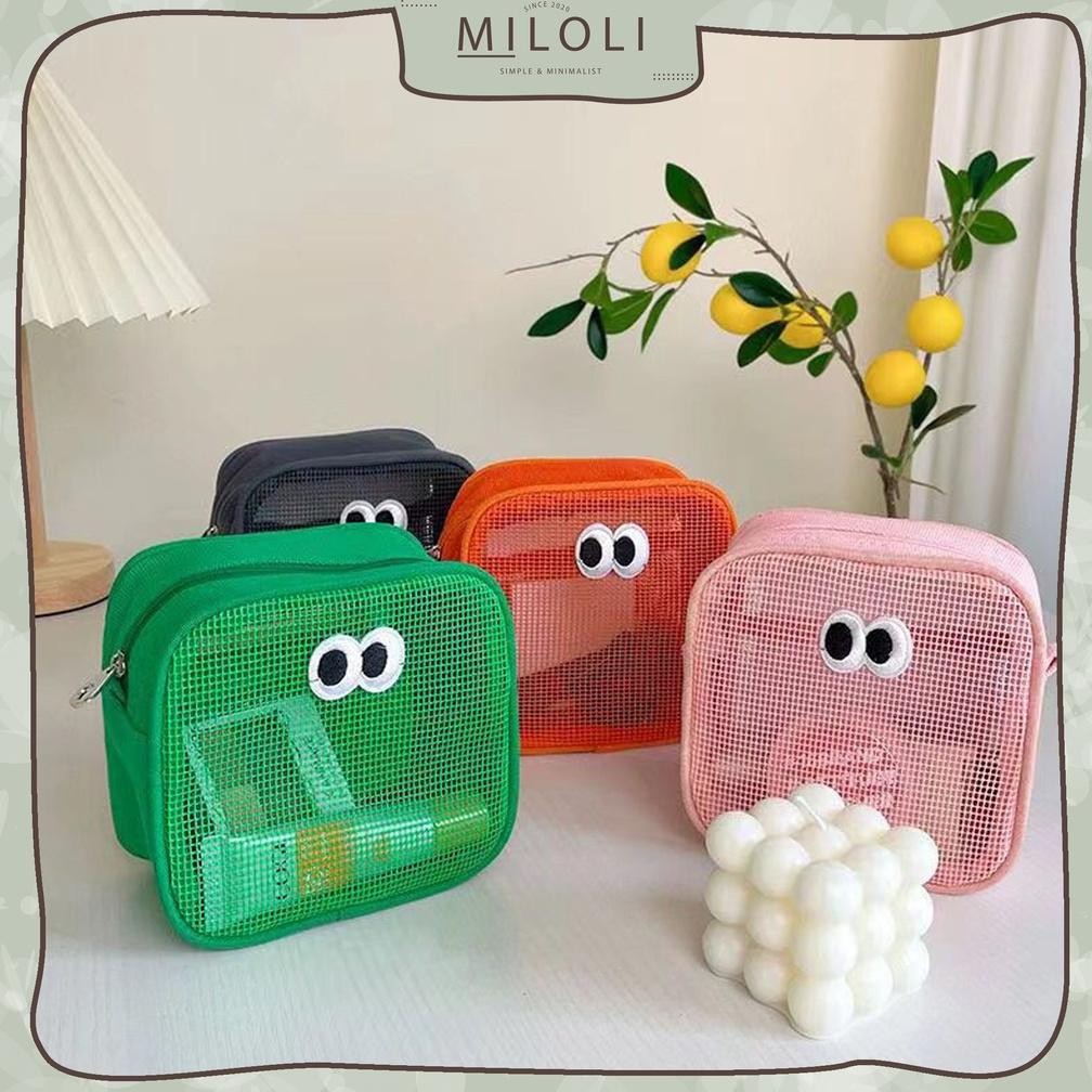 

Eq-77 [Miloli] Pouch Kosmetik Jaring Big Eyes Storage Box Travel Kotak Pensil Aesthetic Tempat Pensil - F0215 Eq-77