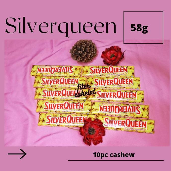 

Silverqueen 58g/55g Almond Cashew Coklat Batang Besar Makanan Camilan Halal Termurah