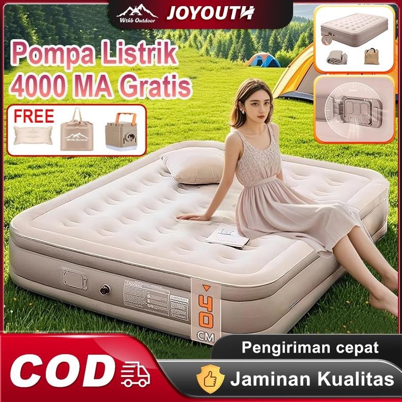 Kasur Angin Pompa Otomatis Outdoor Kasur Pompa Lipat Kasur Tiup Queen Kasur Angin Camping Perjalanan