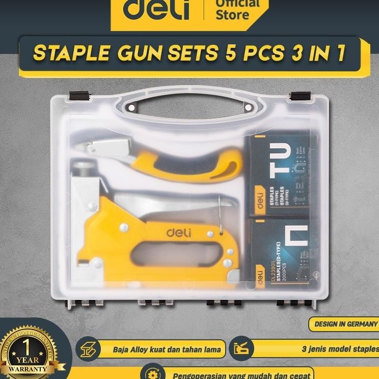 

Deli Staple Gun Sets 5 Pcs 3 In 1 Stapler Staples Edl238105