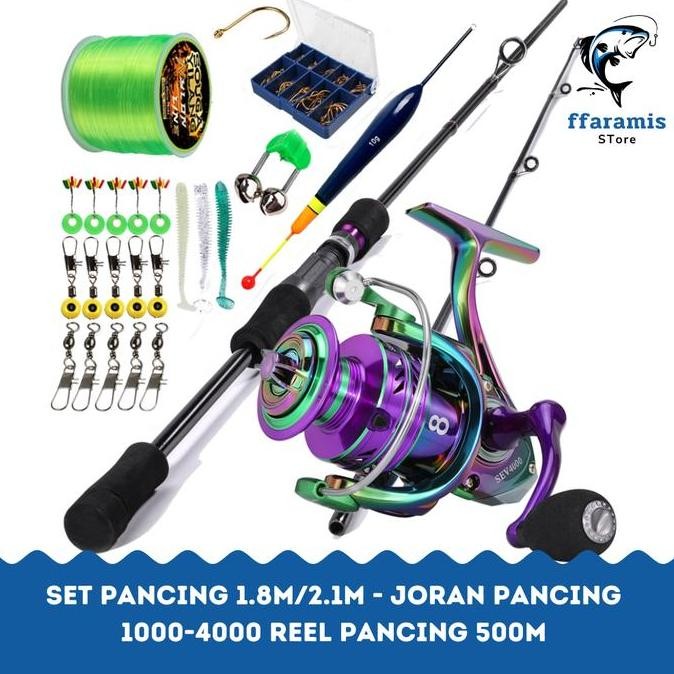 Set Pancing Lengkap 1.8m/2.1m Joran + Reel 1000-4000 + Senar 500M Termurah