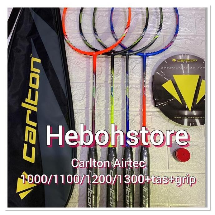 Raket Badminton Carlton Airtec 1000/1100/1200/1300+Senar Hiqua Micro66