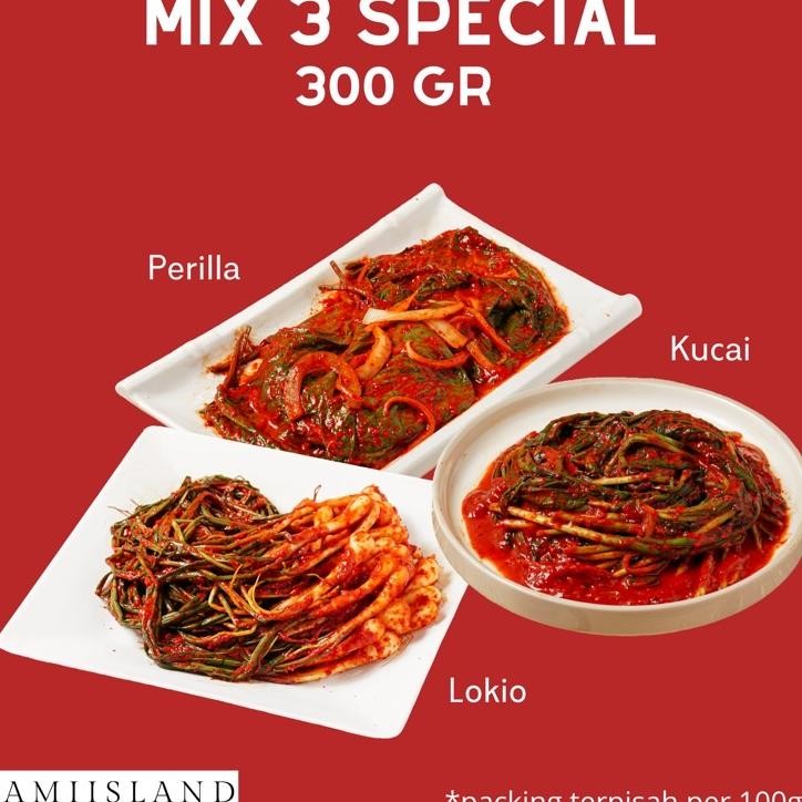 

Kimchi Mix 3 Special 300 Gram Perilla Kucai Lokio