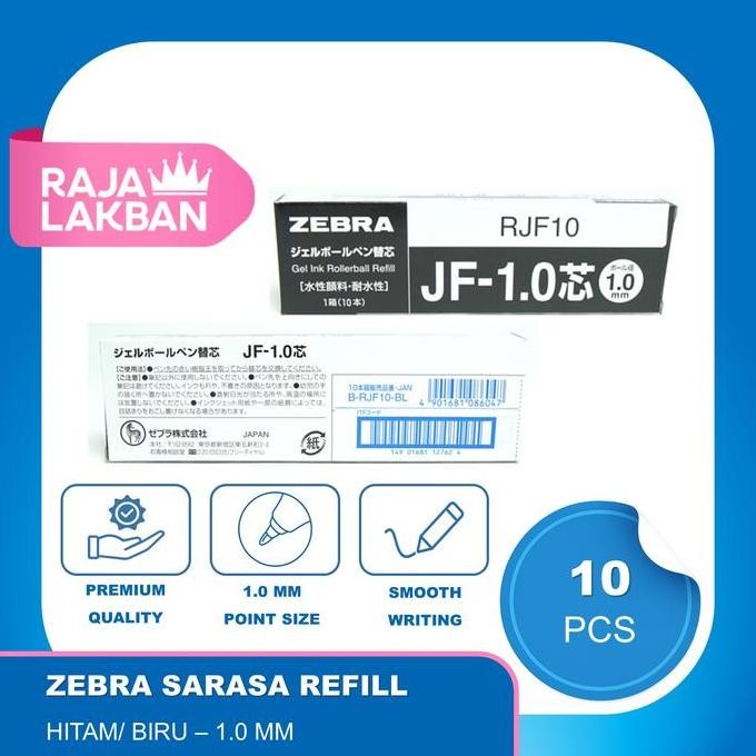 

tersedia refill pulpen zebra sarasa jf 1.0mm hitam & biru - 1 pak