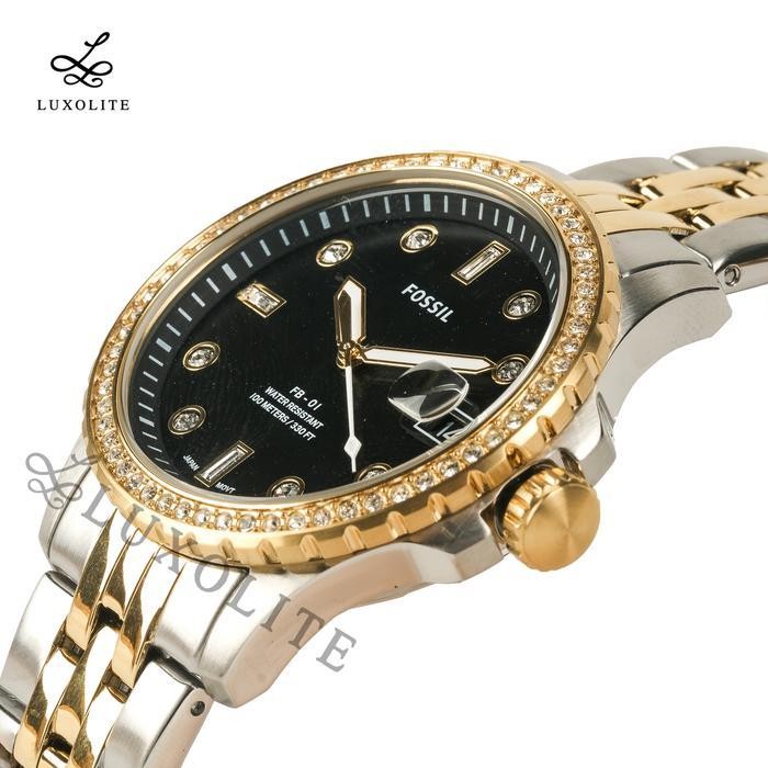 Jam Tangan Wanita Fossil Fb-01 Three-Hand Date Two-Tone Strap Es4997