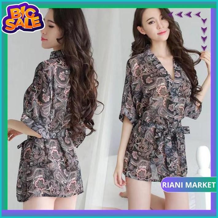 LINGERIE KIMONO BAJU TIDUR SEXY WANITA LINGERIES PIYAMA MOTIF BATIK BY RIANI MARKET