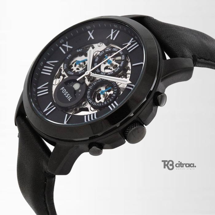 Jam Tangan Pria Fossil Townsman Automatic Chronograph Kulit Black Sporty Mewah Original Me3028
