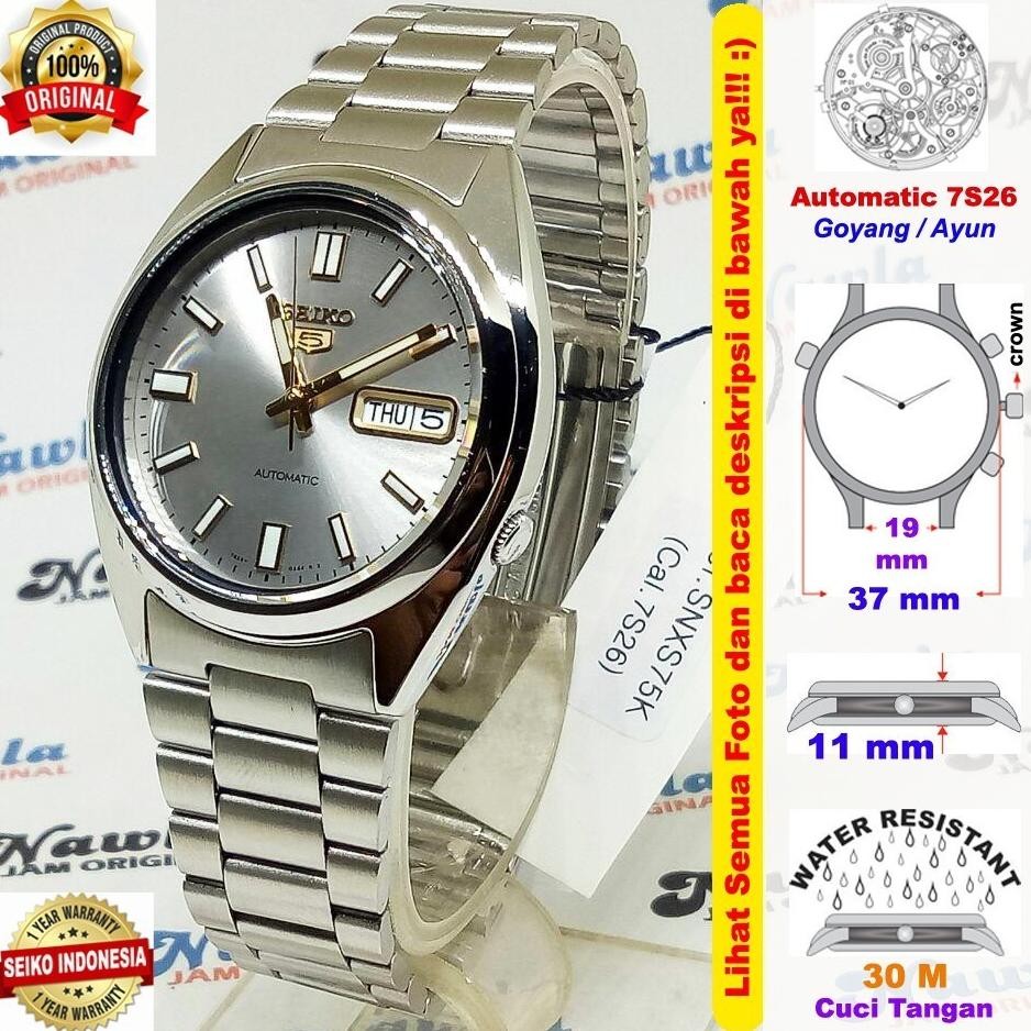 (Terbaru) Promo Terbaru Seiko 5 SNXS75K1 Automatic Grey Dial - Jam Tangan Pria SNXS75 Jam Tangan Ker