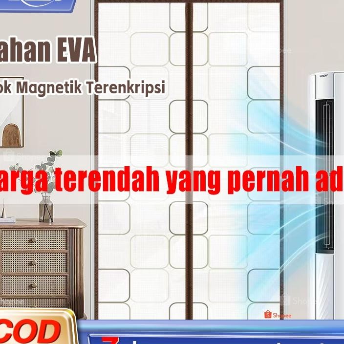 Tirai Magnet Eva Pintu Kamar Ruang Ac Transparan Mesh Tahan Api 90X210100X210Cm Tahan Lama