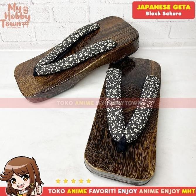 Geta / Sandal Bakiak Jepang : Black Sakura ts