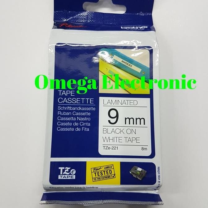 

LABEL PRINTER BROTHER TZE 221 - 9MM BLACK ON WHITE ORIGINAL DAN TERPERCAYA