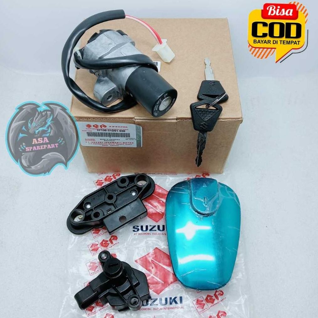 Prermium Kunci Kontak Set + Tutup Tangki 45F Asli Original Motor Suzuki Thunder 125 , Tander Tunder 
