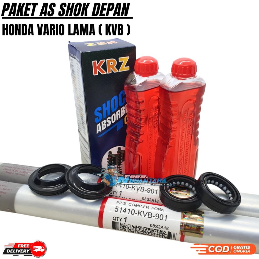 Prermium Paket Hemat 4Item As Shock Depan Vario + Oli Shock + Seal Debu + Seal Shock Vario 110 Techn