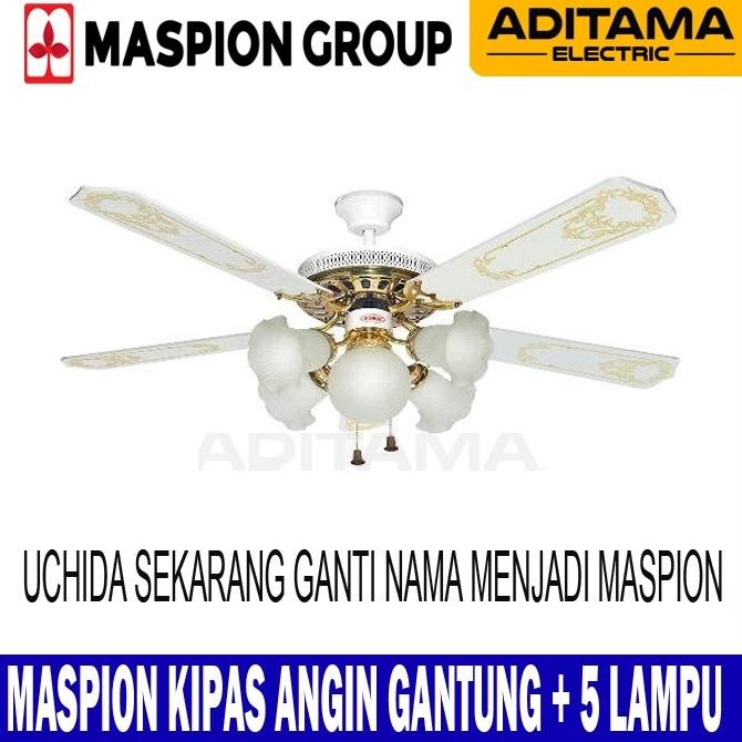 Terlaris Uchida Maspion Kipas Angin Plafon 52Inch 5 Lampu/ Ceiling Fan Uchida 52 Inch