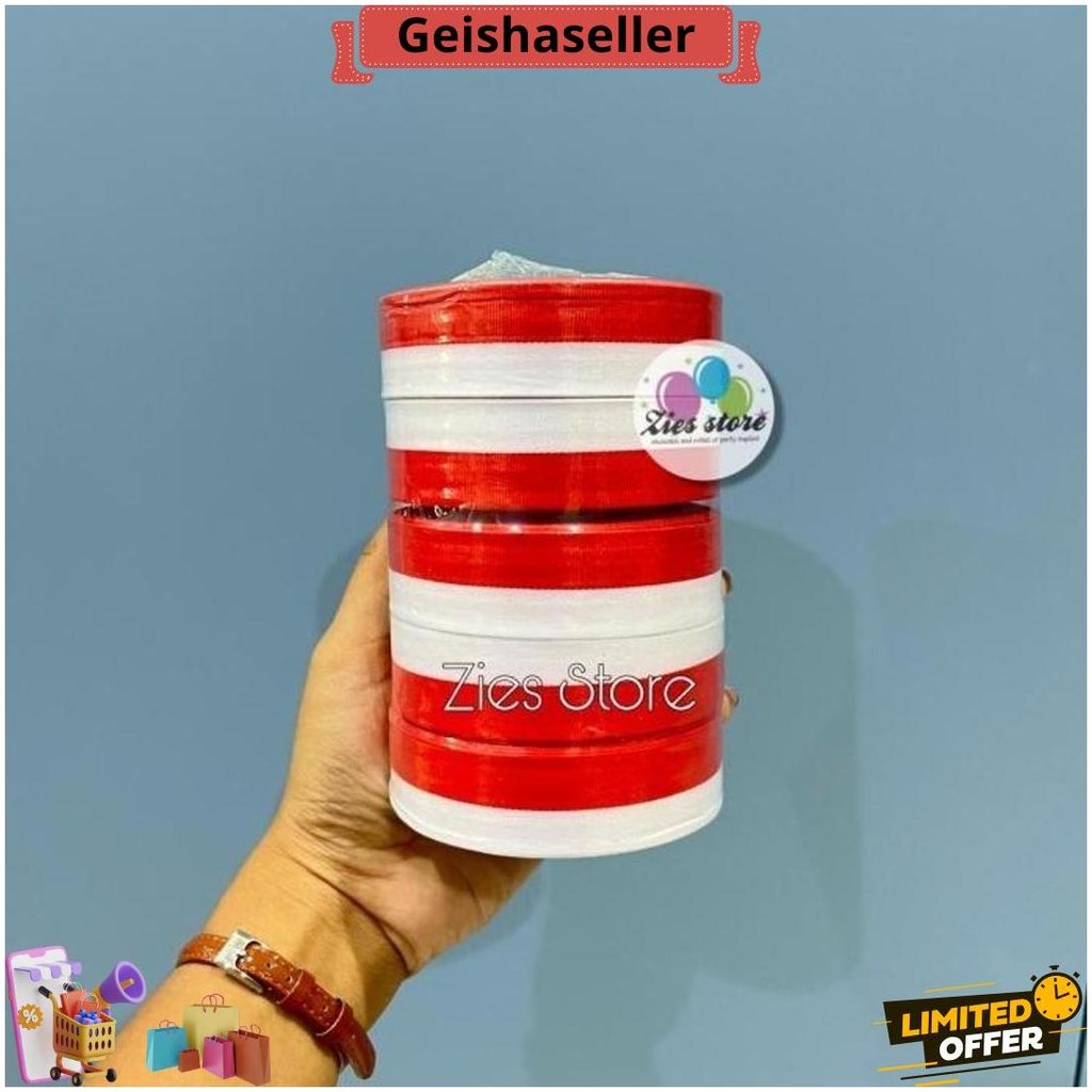 

1 Pack Isi 10 Pita Satin Merah Putih 1 Inch / Pita Merah Putih 2,5 Cm Siap Kirim