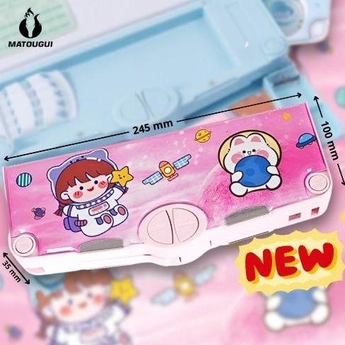 

original matougui kotak pensil kapasitas besar - dinosaurus & astronaut multifungsi sekolah