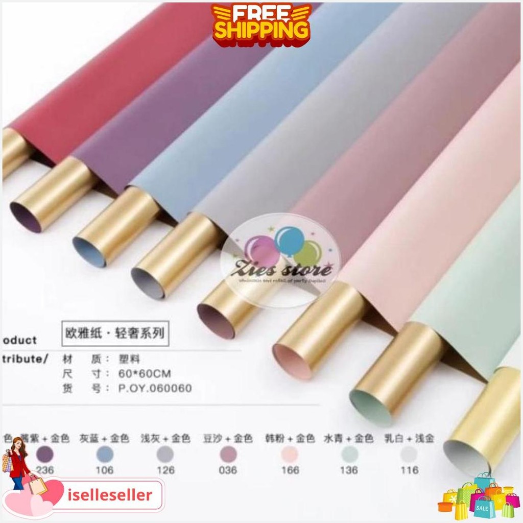 

Oy 2 Side Golden Isi 20 Kertas Bunga Buket / Flower Wrapping Paper - Rictoria R Gold Original Produk