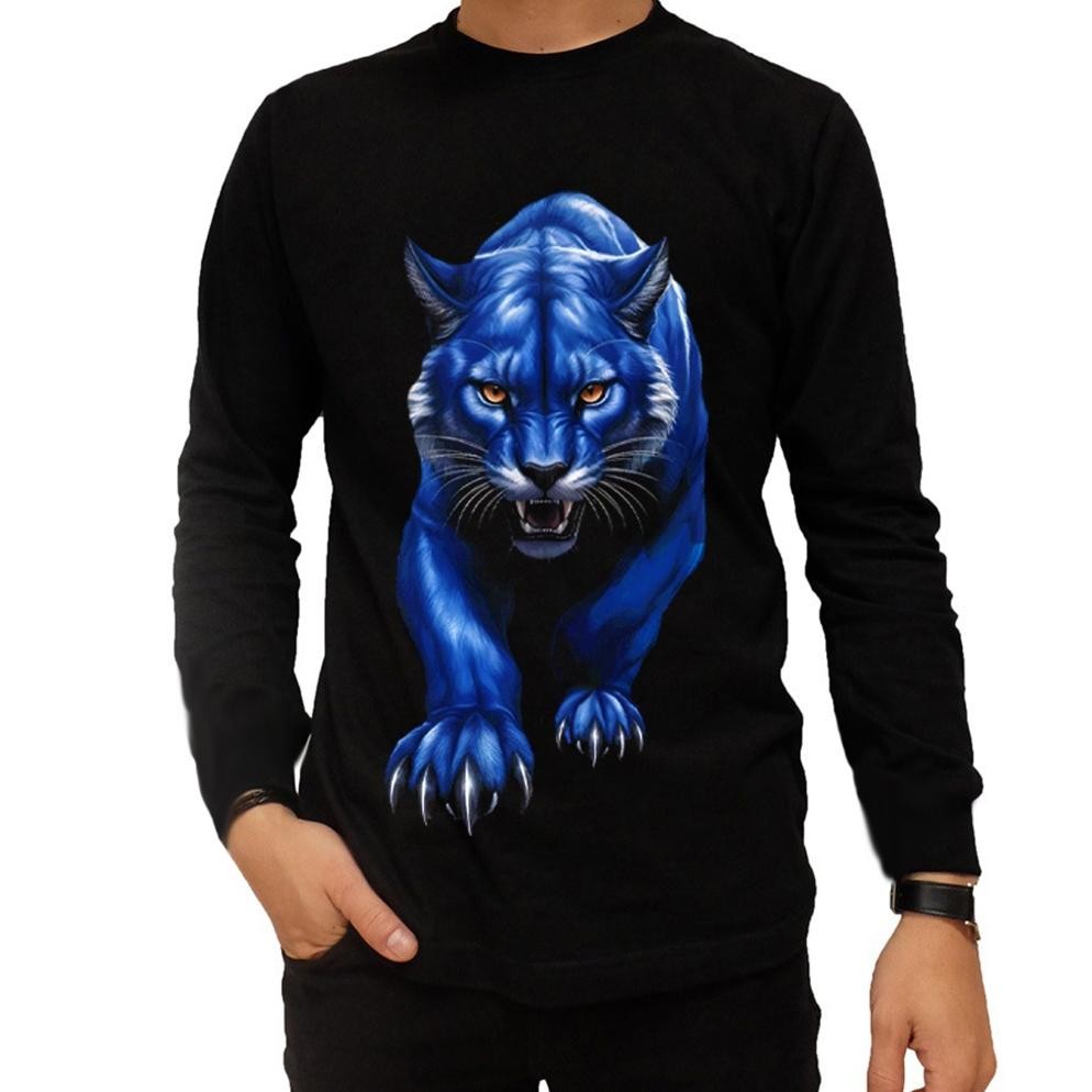 KAOS LENGAN PANJANG PRIA DISTRO MACAN PANTHER BIRU BAJU DEWASA KEREN TERBARU 2024 JUMBO ORIGINAL
