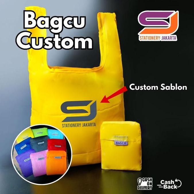 HARGA DISC - Tas Supermarket Bagcu Custom Sablon Modis Lipat Praktis Tas Belanja Shopping Bag Jinjin