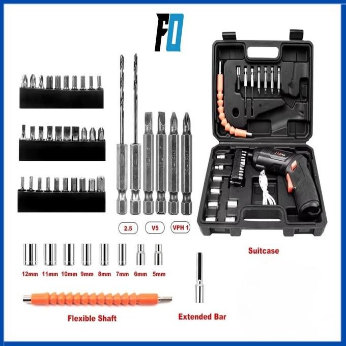 READY BOR SET MESIN BOR MINI TANPA KABEL 47 PCS OBENG LISTRIK AKSESORIS