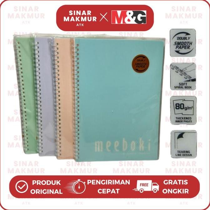 

Meeboki Spiral Notebook/Buku Catatan Jilid Spiral B5 Motif Grid/Kotak 60 Lembar M&G Apndg034 (Pcs)