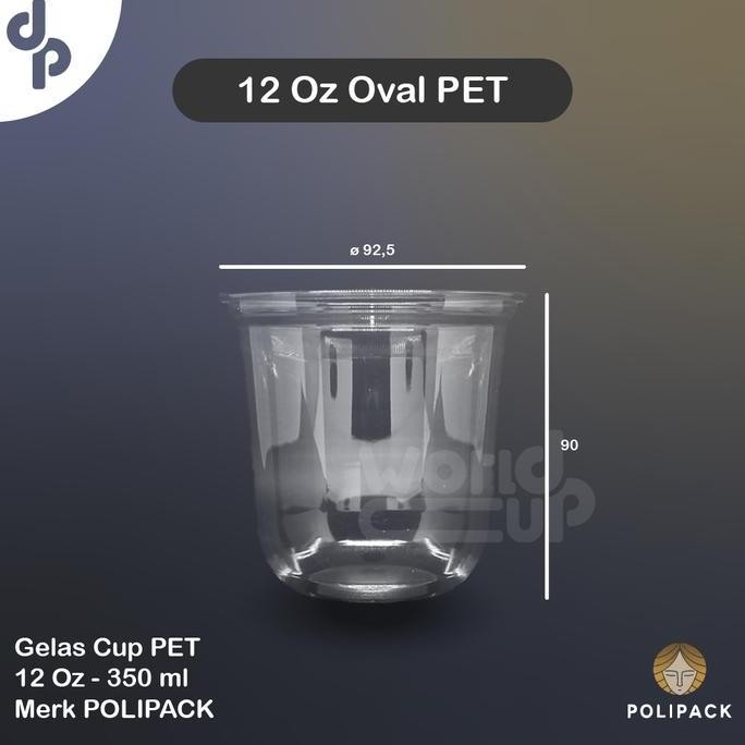Gelas Cup 12 Oz - 14 Oz - 16 Oz - 22 Oz Pet 1 Dus Polipack