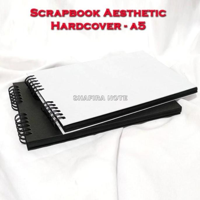 

A5 Hardcover Scrapbook Hitam Aesthetic Album Foto Vintage Buku Gambar Notebook Kado Hadiah Anniversary Valentine