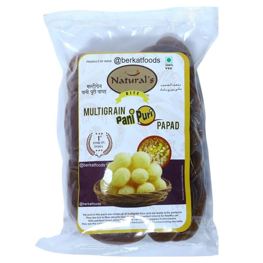 

populer] Multigrain Pani Puri Papad Natural's Bite / Kerupuk Pani Puri Mentah India Vegetarian Multi Grain