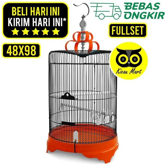 `````````] Sangkar murai jumbo fullset diameter 46 cm tebok pvc import besi tebal