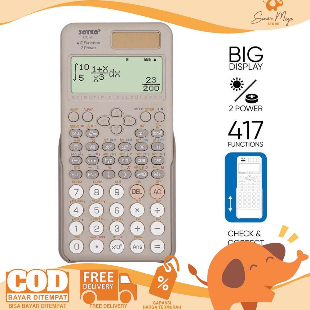 

Joyko Calculator CC-61 Scientific 417 Functions / Kalkulator Ilmiah