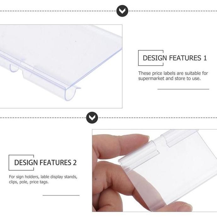

50Pcs Mika Label Display Harga - Price Tag Holder Plastik Transparan Original
