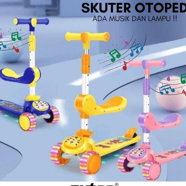 Pxton Mainan Anak Skuter O Sepeda Duduk 3 Roda 2In1 M290 Scooter Anak Multifungsi Ada Musik Lagu Lam