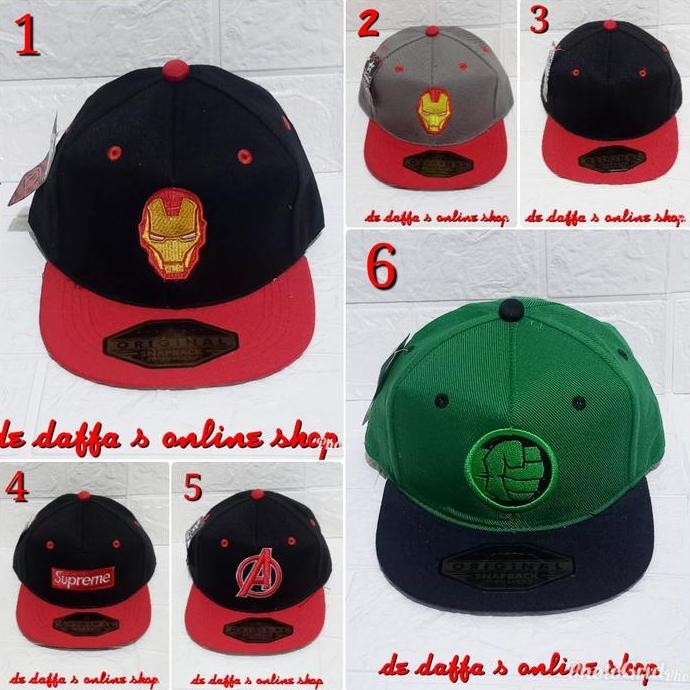 Topi Anak Snapback Starkids Bordir Superhero Topi Hip Hop Anak Distro